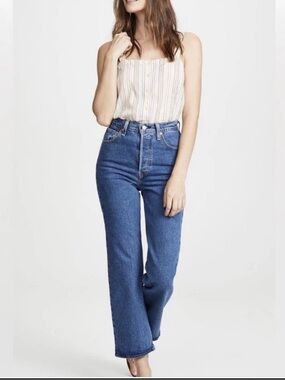 Levi’s Ribcage Straight Cropped High Rise Women’s Jeans in Dark Blue